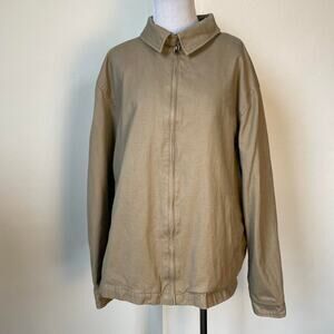 Vintage Early 2000’s Tan Cotton Men's Zip Jacket